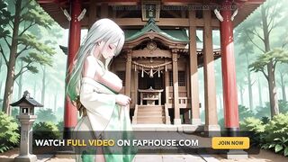 Silver-haired Shrine Maiden Secrets! Languidly Reclining in a Red Corridor, Her Bare Shoulders and Lush Thighs Undressed