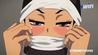Tanjiro wakes up from a coma to fuck his nurse who surprises him with her big breasts and a delicious b