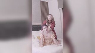 Stepmom screws her slender stepdaughter with a belt-on!
