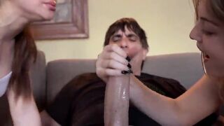 They caught me about to masturbate and my girlfriend and her friend sucked me off together until their mouths were full