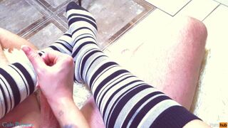 SOCKS JOB - FOOTJOB - HANDJOB- CUM SOCKS - CUM STOCKINGS
