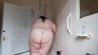 SSBBW Lady Brads shower & stomach jiggles