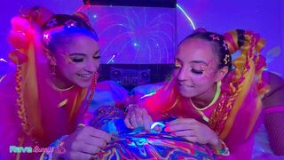 Sasha Tatcha and Madison Steele Shine in Body Paint for a Neon Threeway