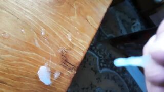 I finished on the table very thick sperm