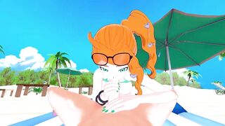 Sonia sucking rod on the beach, swallows cum.