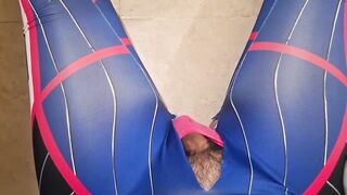 Big Penis Tranny in Dva Cosplay and pink Thong Jerking Off and Spunk fountain after Anal Masturbation with Big Sex-toy and Ass Plug