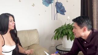Elizabeth Marquez gives her butt cheeks to her boss so he won't fire her