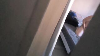 This chab Surprises Me with a Sex-toy; I Suck Him Hard with a Finger in My Booty and Make Him Cum in My Mouth.