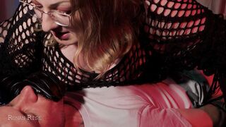 Latex Queen with Biggest Tits & Ass Uses Slave's Face & Wang Then Drains Cum in Gloves