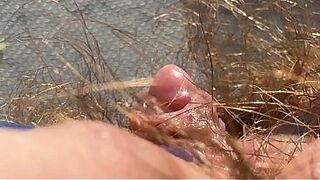Closeup big clitoris rubbing unshaved Pussy orgasm in panties amateur