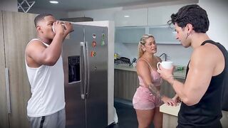 The neighbor pays a visit and has sex with the lady of the house (Mature MILF)