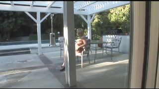 Short haired blonde honey uses big schlong to joy her anal