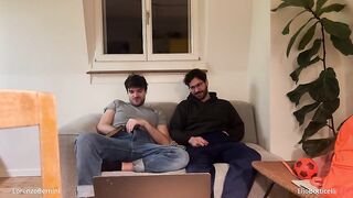 Straight Friend Helps Homo Bro Jerking off