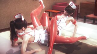Lesbian Grind EachOther With Sexy Nurse Clothed