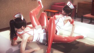 Lesbian Grind EachOther With Sexy Nurse Clothed