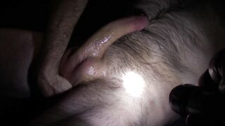 Car fun alone at night, masturbation at the roadside