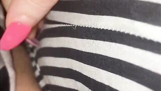 BBW masturbating with Remote over her shorts