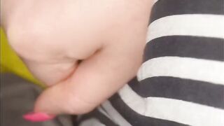 BBW masturbating with Remote over her shorts