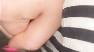 BBW masturbating with Remote over her shorts
