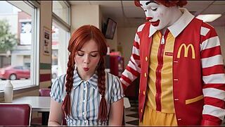 Pippi came to McDonald's to eat a burger, but Ronald had other plans for her!! (Ai generated)