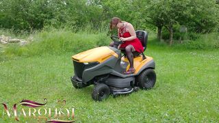 The Tractor Won't Start. My Husband and My Lover Bang My Snatch and Butt in the Garden