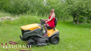 The Tractor Won't Start. My Husband and My Lover Bang My Snatch and Butt in the Garden