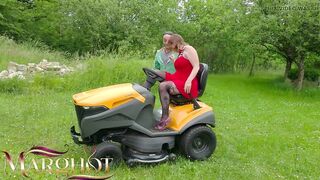 The Tractor Won't Start. My Husband and My Lover Bang My Snatch and Butt in the Garden