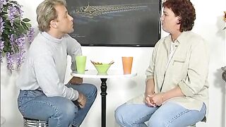 MILF sucks ramrod then gets banged to a mouth ejaculation
