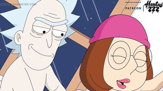 Family Stud Meg FULL MOVIE SCENE Riding CREAMPIE Crossover Rick and Morty