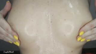 OILED SMALL BREASTS AND HARD NIPPLES play