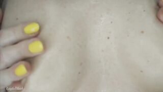 OILED SMALL BREASTS AND HARD NIPPLES play