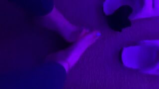 Blue nail polished toes