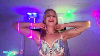 Cheerleader Kait Twerks Into Hussie's Neon And Rides Him Deep!