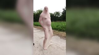EXHIBITIONIST IN NATURE'S GARB AND WEARING NYLON FOR CARMEN NYLONJUNGE
