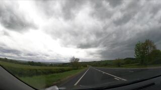 Rainy Day in UK this chab pull over for a bit joy! Big rod try to Cum! Handjob in car