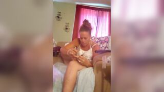 Upskirt Tease MILF Painting Her Toenails
