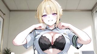 Officer Inspects Oversized Evidence.Evelyn Chevalier Manga Cosplay