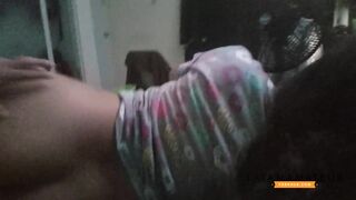 Hawt couple screwing on the morning with the Pajamas on , big ass white girl fucking big ramrod