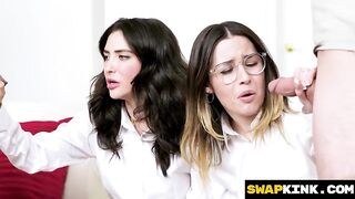 Sexually excited Step bros Talk Their Virgin Stepsisters Into A Swap Foursome To Pop Their Cherries