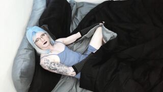 blue hair alternative femboy late night jack off - blue romper foot goo flow