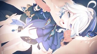 【Genshin Impact Furina】group-sex 3D Hentai Animation.(Fingering,handjob,oral job-sex,sex)