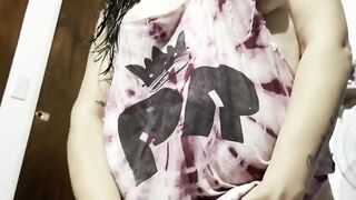 Sexy shower and sexy sex; I coat her with my cum.
