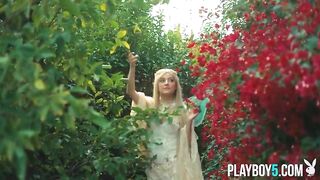 Big natural boobs teen blonde from Russia posing exposed outdoor