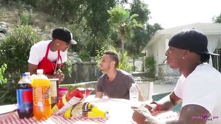 A group of males with massive ramrods invited some ebony BBC loving strumpets
