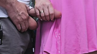 Risky Ride With Stranger's Jock On My Back! This chab Ejaculate on cutie's dress in public transport! Stranger's Obscene Fantasy