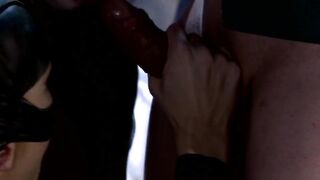Lusty Villains Scene-4_3-some of Superheroines in Latex Underclothes Share a Knob and a Semen flow