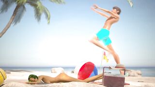 3DGSPOT - Oily Playgirl Gets Her Cunt Pounded At The Beach! 3D ANIMATION!