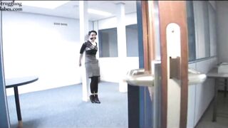 Office Playgirl Cuffed and Cleavegagged