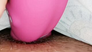 Virgin pussy slowly squirting with orgasms while vibrating moist snatch and clit!