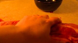Rubbing you like a piece of meat hop eyou like my touch